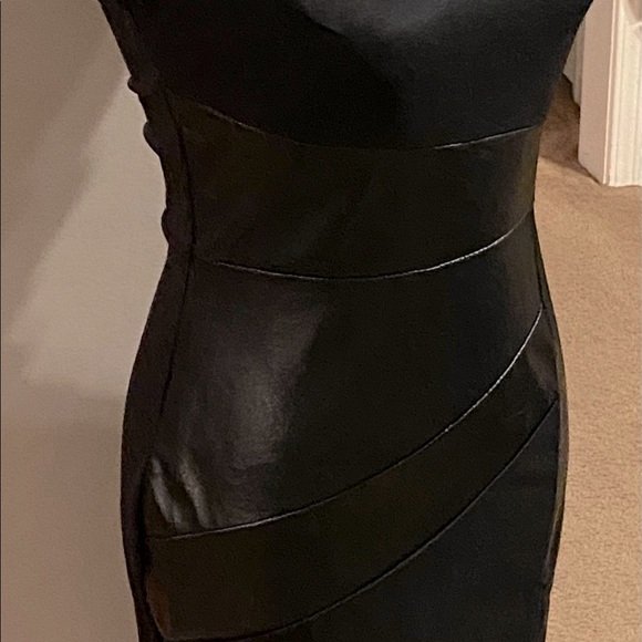 Women’s Sexy Black Sleeveless Faux Leather Dress - Picture 5 of 5